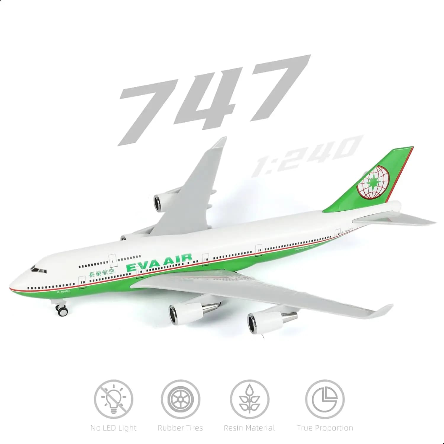 30cm EVA Air 747 Airplane Model Kit for B747 Resin Airplane Model with Display Stand for Adult Aviation Gift or Collectible