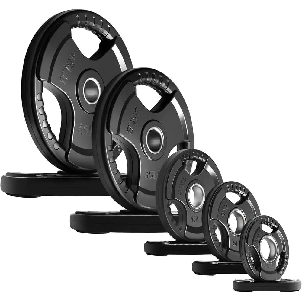 Weight Plates or Bar, 2-Inch Rubber Grip Plates or Weightliting and Strength Training in Home & Gym, Single, Pair and Sets