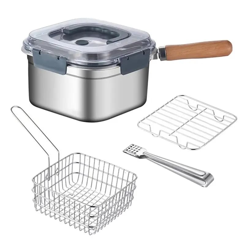 AEB1-Frying Pan Outdoor Food Storage Box Steam Portable Fryer Gas Electric Pot Kitchen Tools
