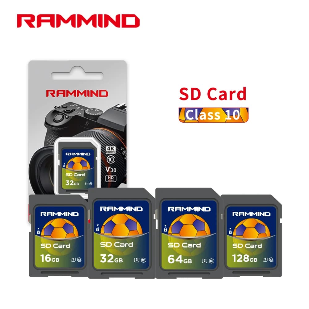 RAMMIND 1PC SD Football Memory Card Class 10 Camera Capacity 128GB 64GB 32GB 16GB for Recording FIFA World Cup