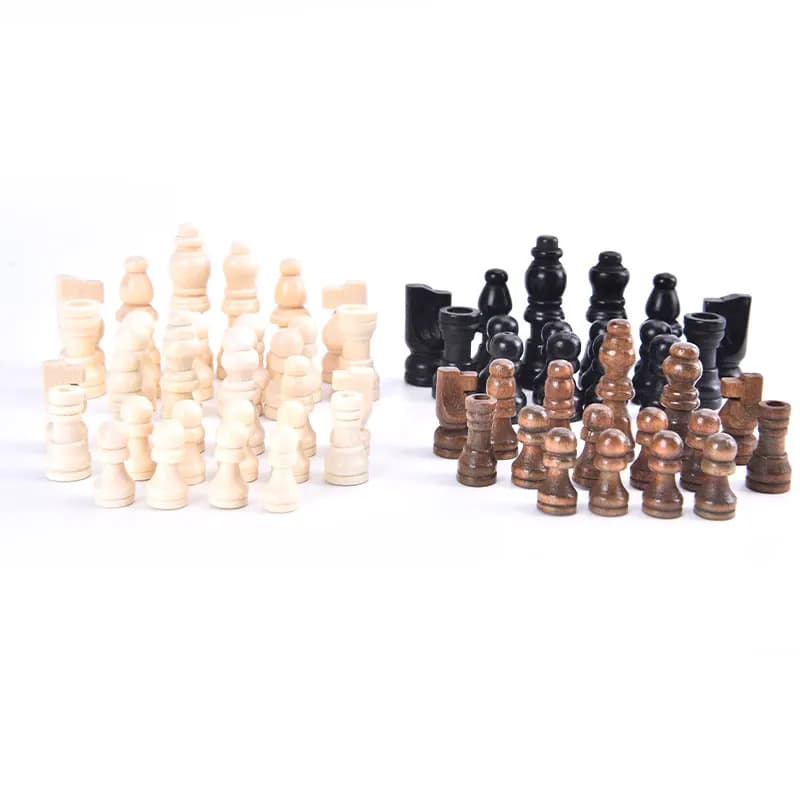 maveraCC33ṁ32pcs Pezzi degli scacchi in legno 1 pollice 2 pollici Scacchi completi Set di scacchi con parole internazionali Scacchi