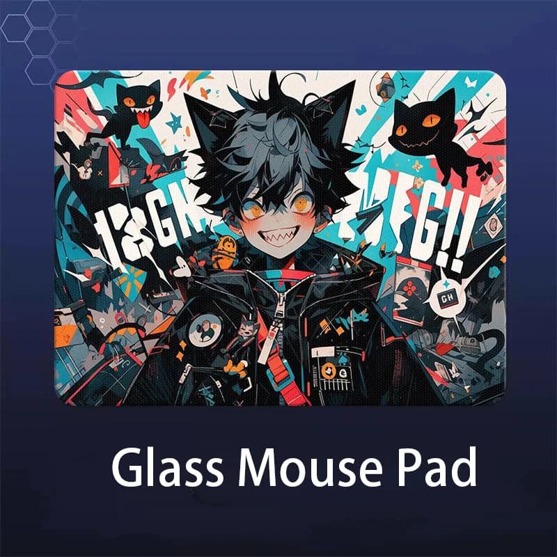 Tappetino per Mouse con Orecchie di Gatto Nero Stile Anime, Decorazione per Scrivania da Ufficio e Gaming, per Studenti e Dormitori