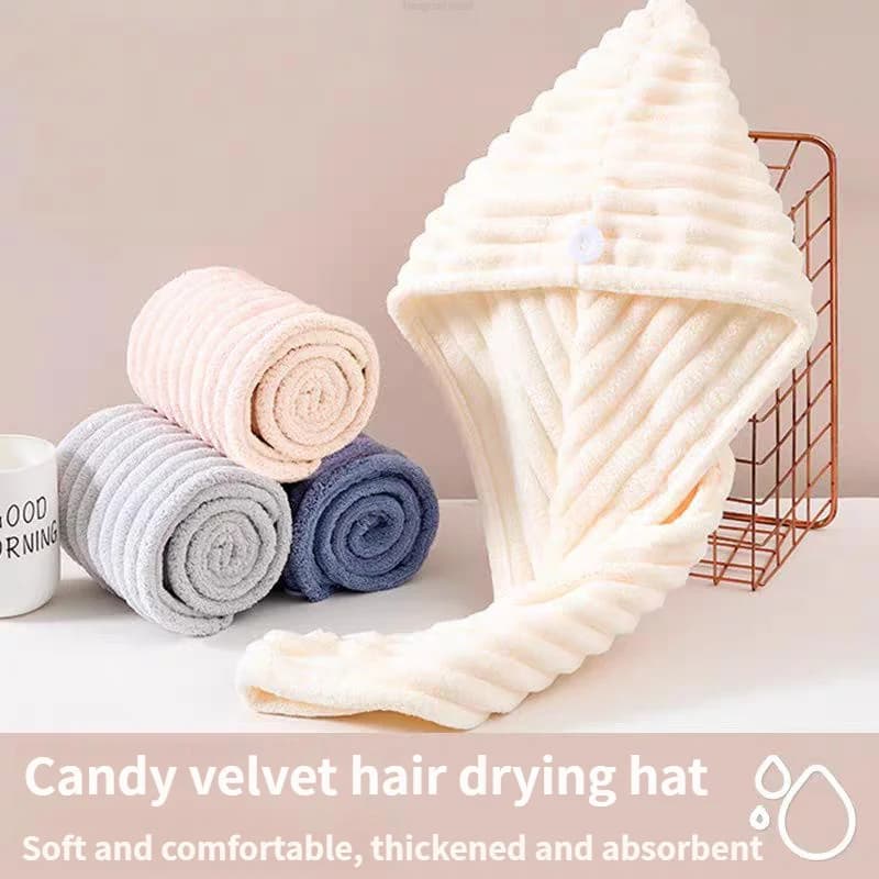Nuovo stile asciugamano per capelli berretto in pile di corallo morbido cappello da doccia in pile di caramelle addensato super assorbente ad asciugatura rapida modello ondulato asciugatura dei capelli