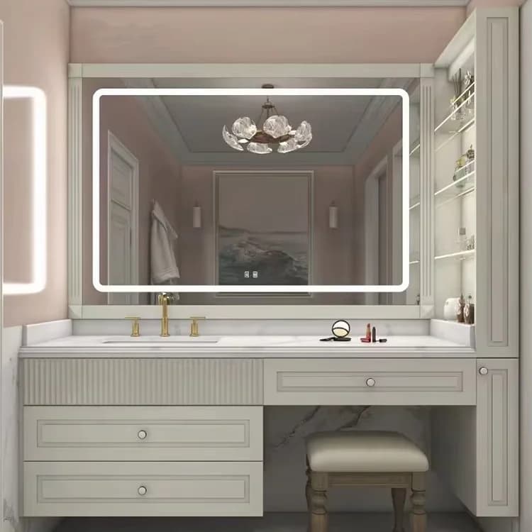 Mobili da Bagno Moderni per Hotel &c, Armadietto in Legno da Parete, Specchio Intelligente, Tavolo da Toeletta per Uso in Officina e Appartamento