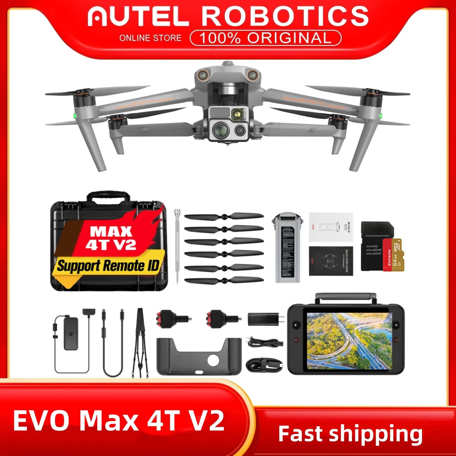 Drone Autel Robotics EVO Max 4T V2 with Thermal Camera 8K and Laser Telemeter 720 ° Radar to Waves to Avoid Obstacles