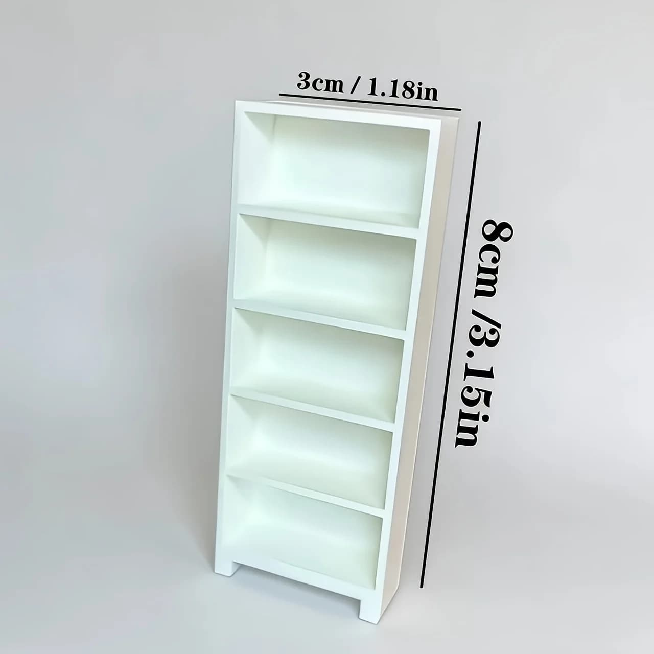 1 Piece of 3D Printed Mini Bookshelf Model Ornament, Plastic Bookshelf with 5 Shelves, Sturdy Base, No Electricity Required, Fairy Garden, Landscape Model, Miniature Scene Decoration Ornament