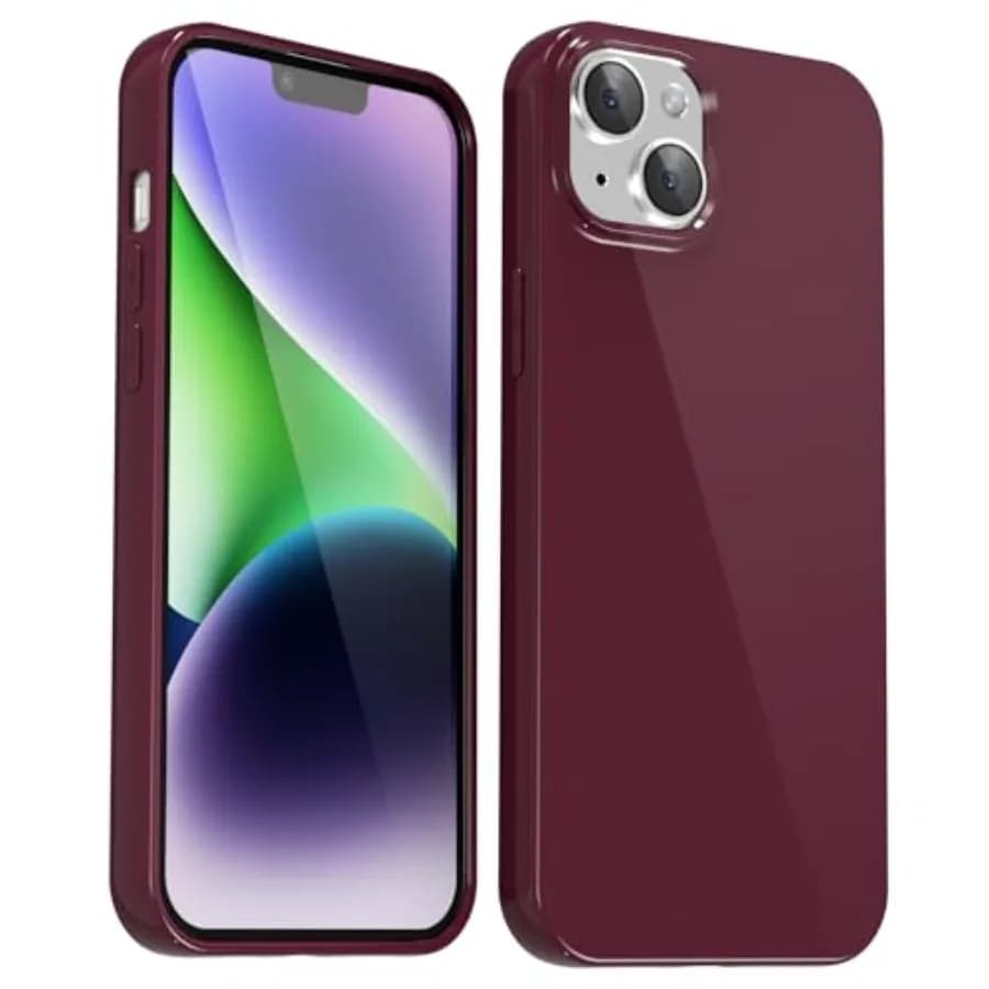 for iPhone 13/ iPhone 14 Case Silicone, Glossy Soft Rubber Gel Jelly Cute Protective Plastic Simple Plain Phone Case Cover for