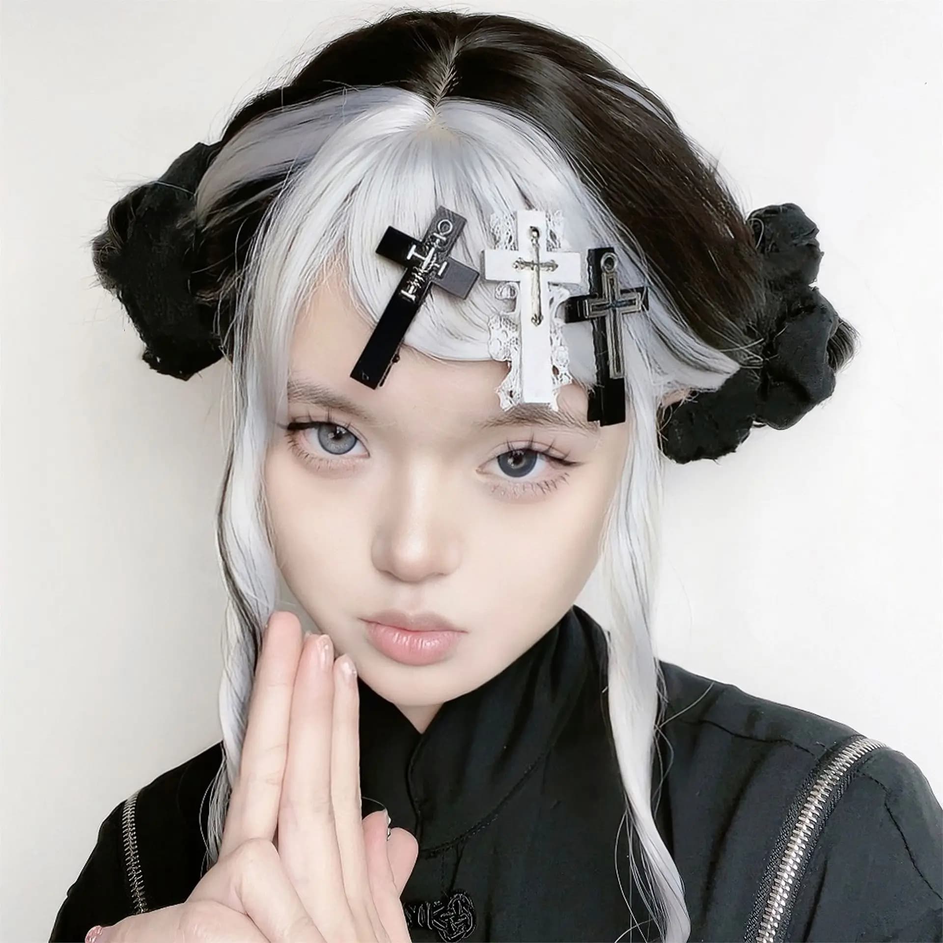 Punk Black Cross Hair Clip Halloween Decoration Hair Accessories for Women Y2K Accessories Niche Design Acrylic Cross Hair Clip