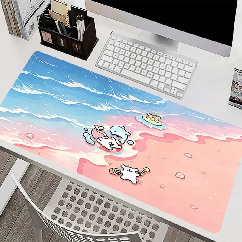 Mouse Pad Cute Line Puppy Office Desk Mat Gamer Computer Mousepad Gaming Accessories Tablet Cartoon Keyboard Pad Large Mausepad