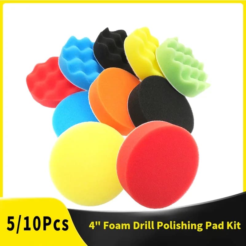 5/10 pezzi 4 pollici tampone per lucidatura per trapano in schiuma 100mm kit di tamponi per lucidatura in spugna per lucidatrice per auto levigatura lucidatura, ceretta sigillante smalto