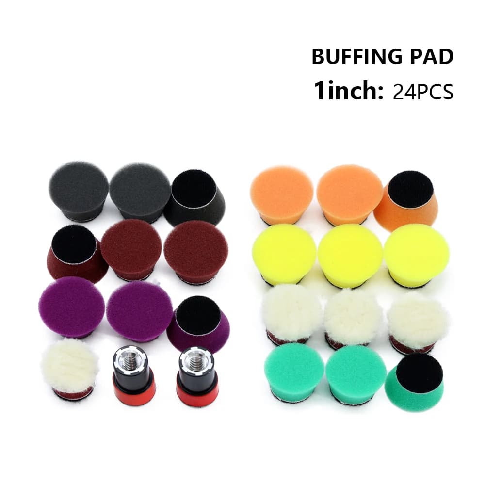 FARTRYGO 18pcs/24pcs 1Inch Mini Car Foam Polishing Kit Sponge Buffing Pads Wool Buffer Disc Mini Detailing Drill Polishing Pads