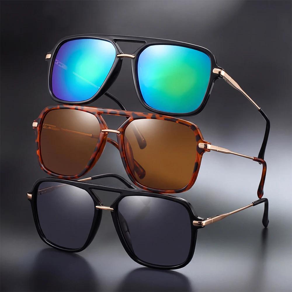 Retro Square Aviator Sunglasses for Men Women Fashion Metal Temple UV Protection Shades for Outdoor Travel Beach Gifts
