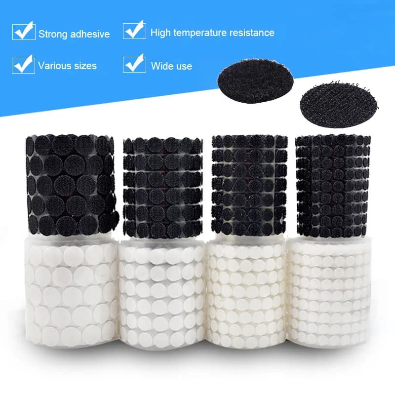 Adhesive black self-adhesive fixing tape Nylon round coin hook ring ribbon DIY manual quiet book sofa non-slip carpet