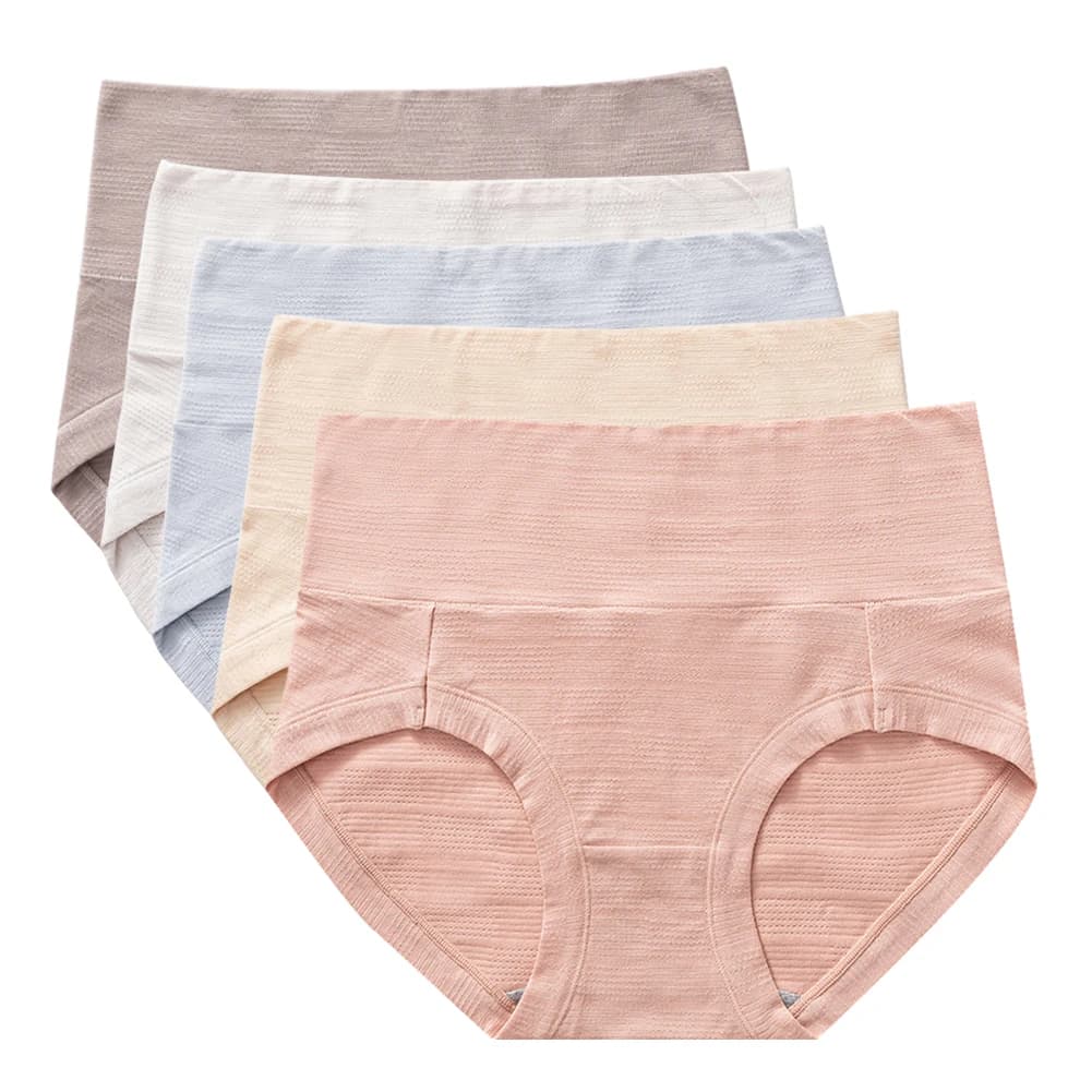 Confezione multipla da 5 pezzi Slip da donna Comodi mutande di cotone Intimo a vita alta Mutandine M-XXL per pantaloni traspiranti da donna