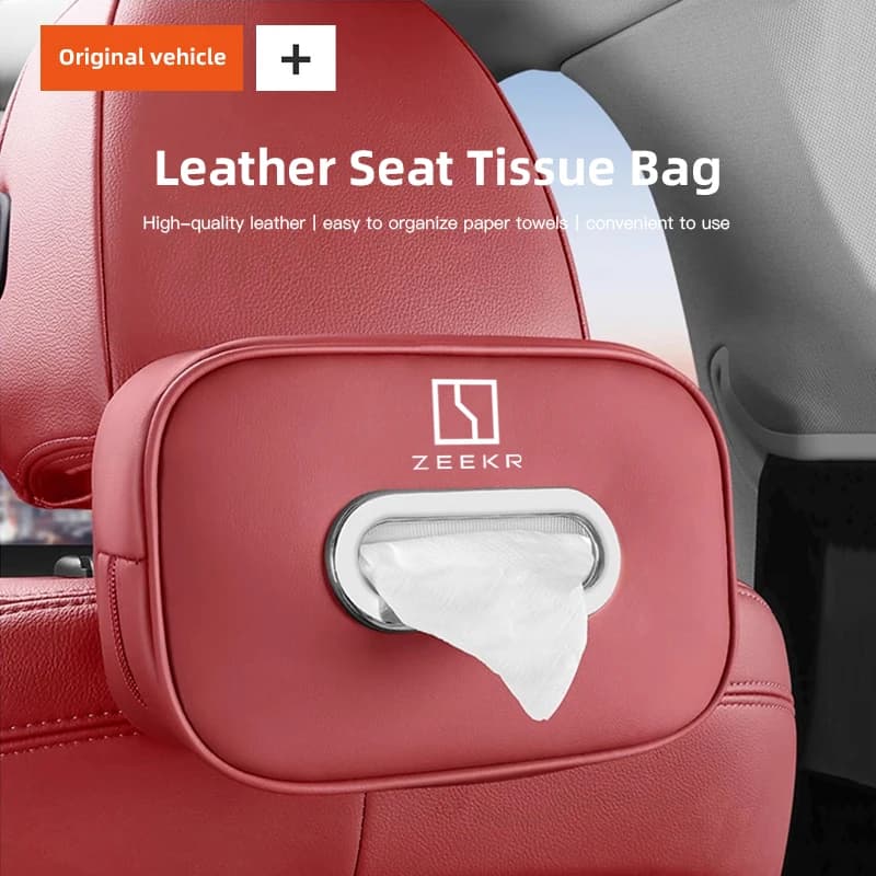 Nuova custodia per scatola di fazzoletti per auto in pelle PU Accessori interni per ZEEKR X 001 FR 007 009 CX1E MIX M-Vision Styling Distintivo dell'emblema