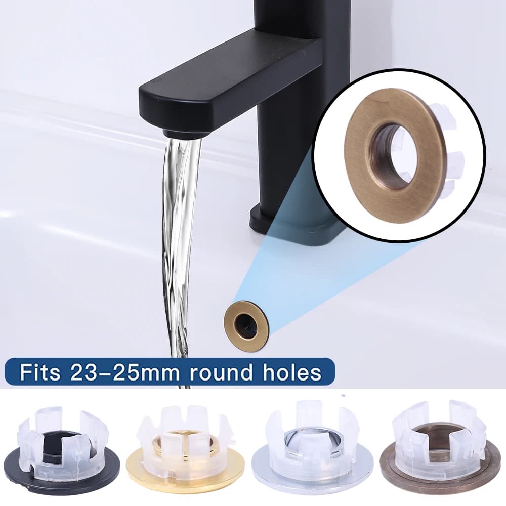 Foro per lavello da cucina Copertura per troppopieno rotondo Remplacement Cucina Bagno Rivestimento per lavabo Tappo per foro per lavandino Tappo per anello per troppopieno per lavabo