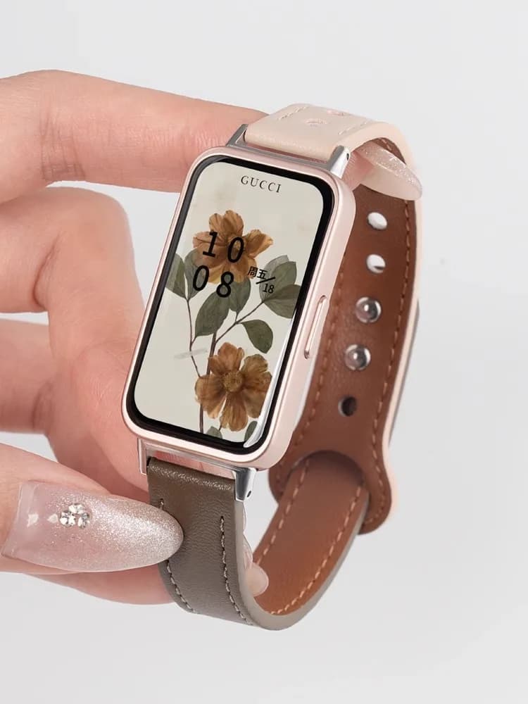 Cinturino in pelle per Huawei Band 10 9 8 NFC orologi sportivi intelligenti per uomo donna Fibbia a doppio chiodo in metallo Brecelet band10 band9 Correa