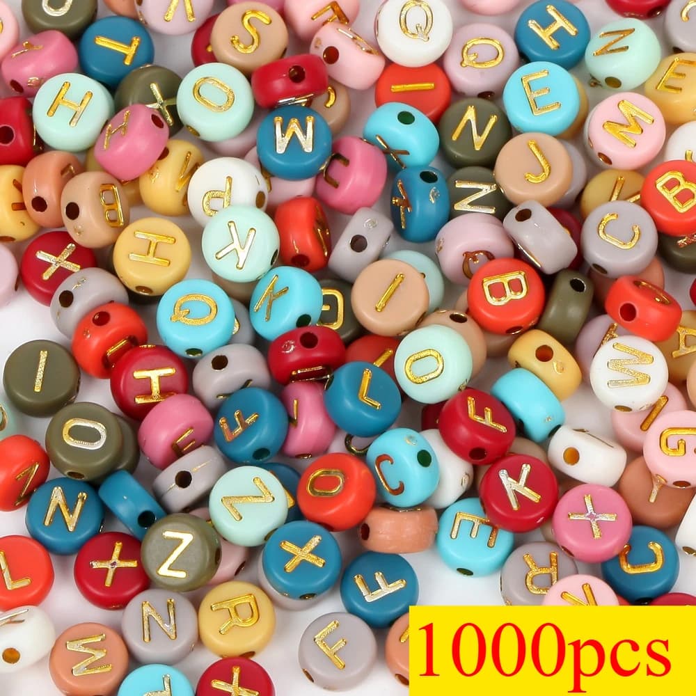 1000pcs 7mm Colourful Morandi Letter Acrylic Beads Round Flat Alphabet Beads For DIY Jewelry Making Handmake Bracelet Necklace