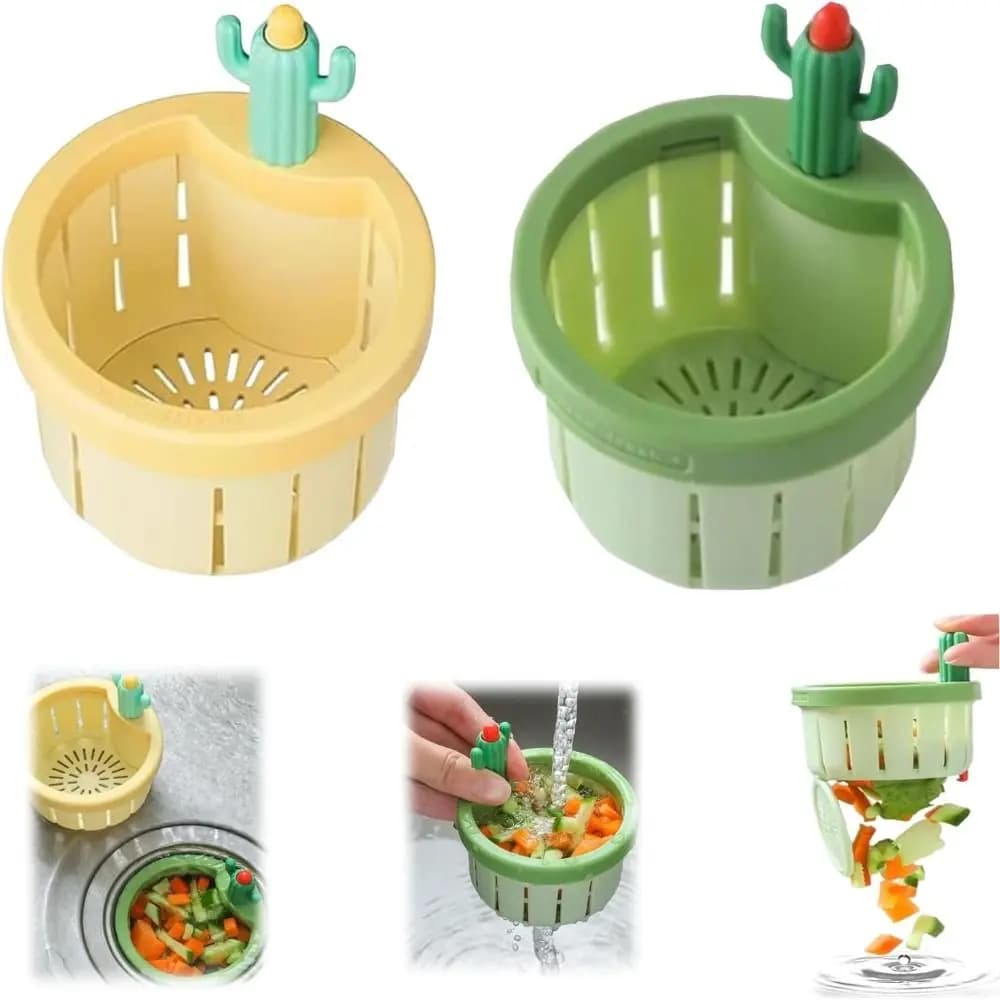 Anti-intasamento Cactus Lavello da cucina Scarico Filtro Catcher rifiuti alimentari Cestello di scarico lavello a prova di perdite Facile pulizia con rondella
