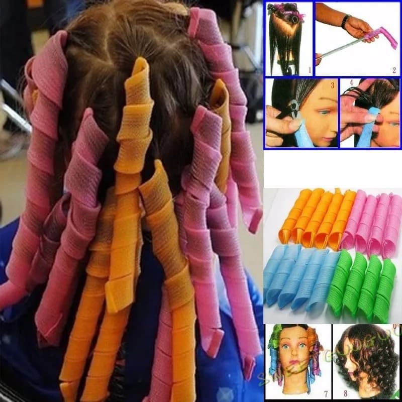 Heat-Free Hair Bigodino Hair Rollers with Heat-Free Silk Ribbon Curls Sleeping Bandage Soft and Lazy Bigodini Foam Auction Hair Harness Tools