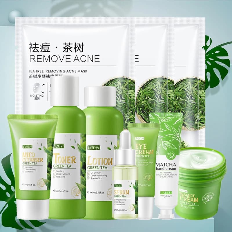 Sakura Viso Products Kit / Cream Face Green Tea Nutrient Serum Viso Levigante Cream Contour Korean Cosmetic Eyes for Skin Care