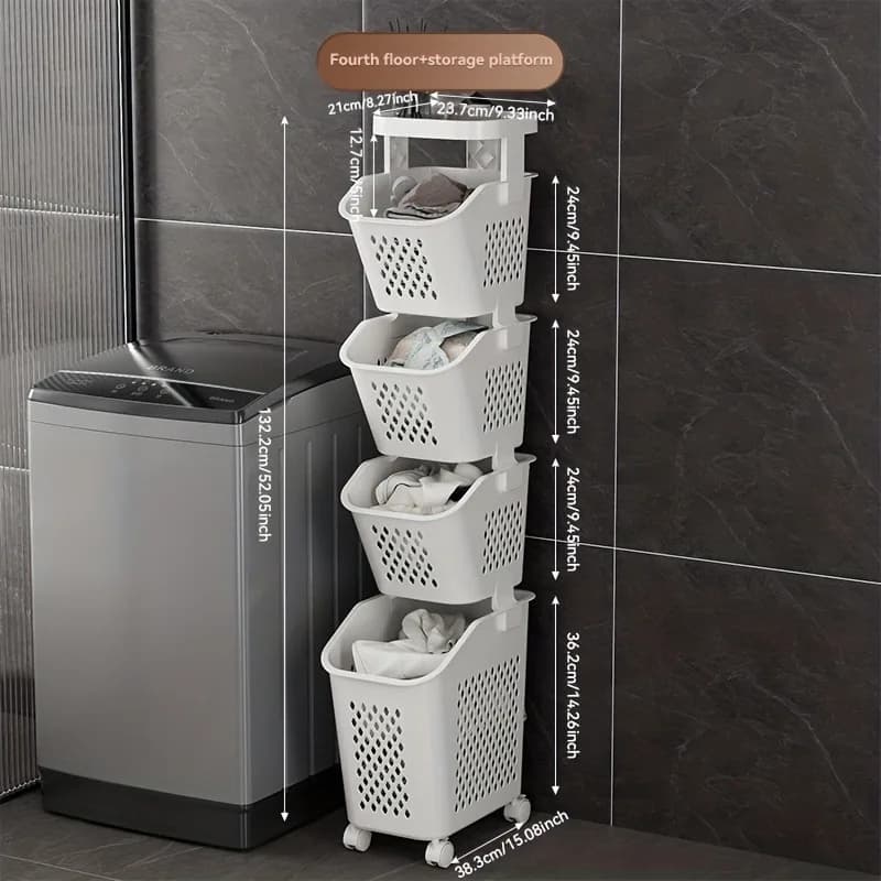 Multi-layer dirty linen basket, clothes holder, storage basket for various items, with wheels, home bathroom supplies