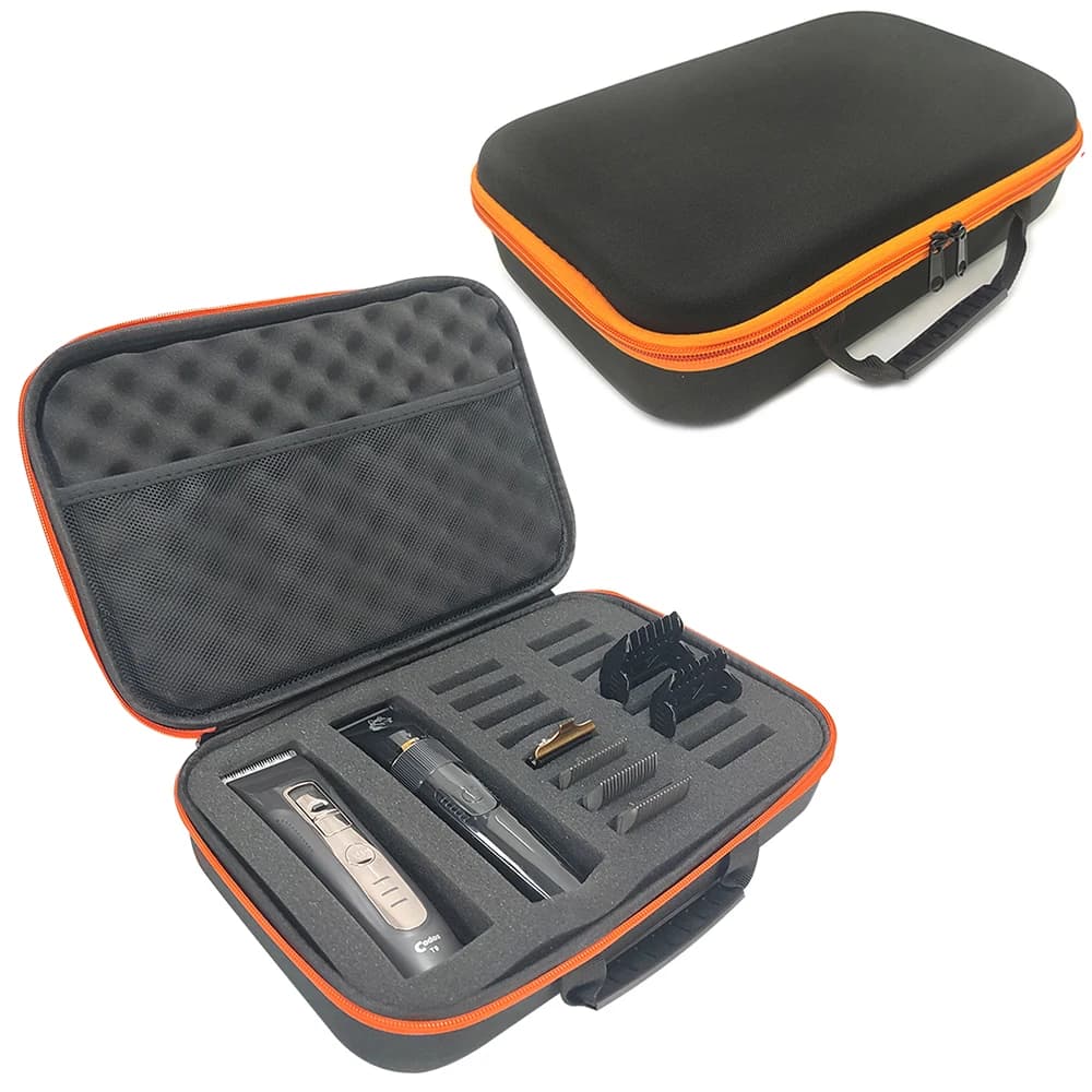 Borsa da viaggio professionale in EVA per tosatrici e rasoi, custodia impermeabile con cerniera per attrezzi da barbiere, con spugna rimovibile