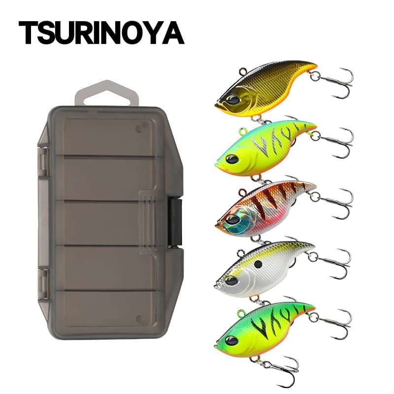 TSURINOYA 50S Fishing Vibrants Set 5pz 50mm 12.5g TEMPTER Esca Dura VIB for Winter Fishing with Esche Box Lipless Equipment Kit