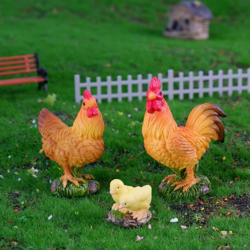 Figurine di pollo gallo modello di animale da fattoria decorazioni per la casa giardino fatato in miniatura paesaggistica fai da te accessori per pulcini di gallina di cartone animato