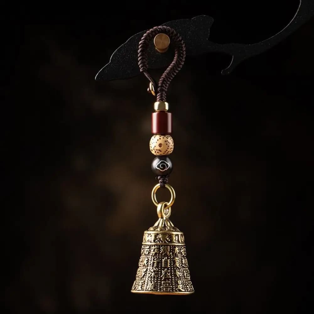 Scripture Bell Bell Keychain Retro Braided Tibetan Buddhist Scripture Pendants Ethnic Style Brass Lucky Rope Scripture Pendant