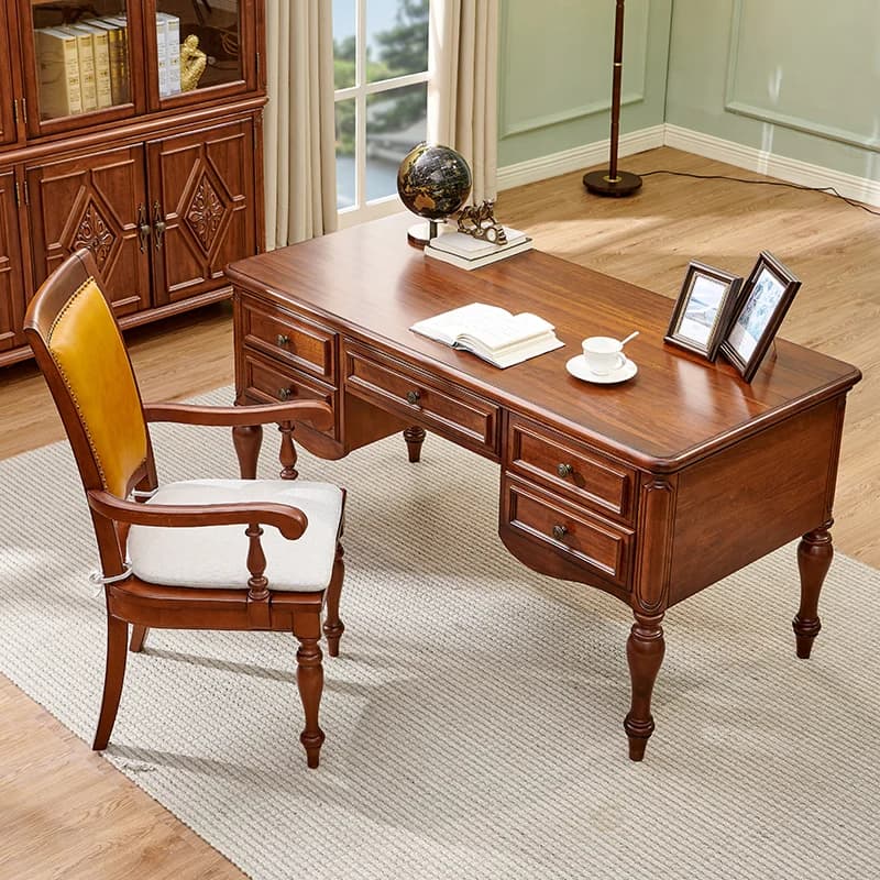 All solid wood American desk study furniture set combination desk calligraphy table writing desk household computer table