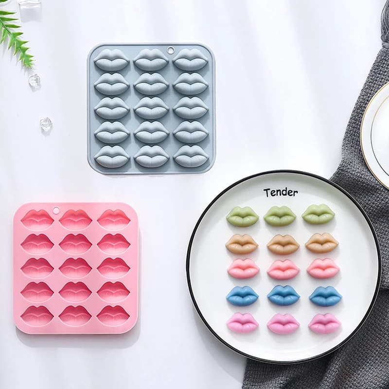 15 celle divertente a forma di bocca stampo per cioccolato in silicone vassoio per cubetti di ghiaccio stampi per torta mousse francese stampo per biscotti fai da te strumenti di cottura per dessert