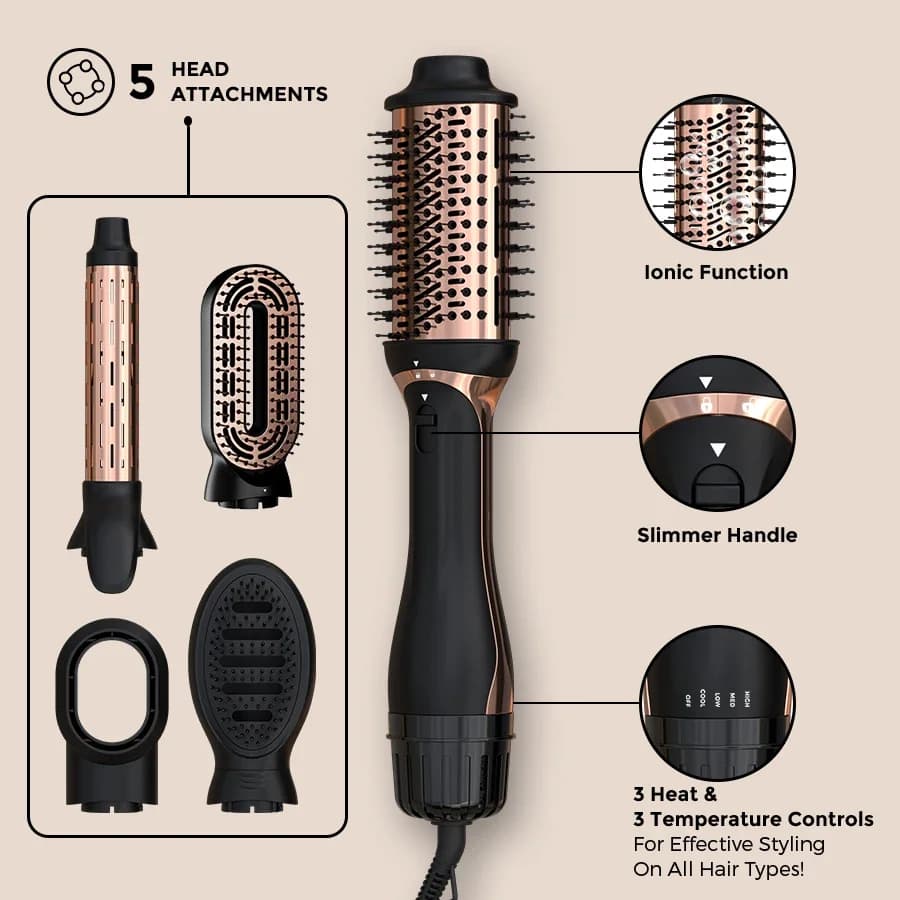 5 in 1, hairdryer, smoothing brush, hair curler, smoothing brush, 220 V, multifunctional hair styling tools