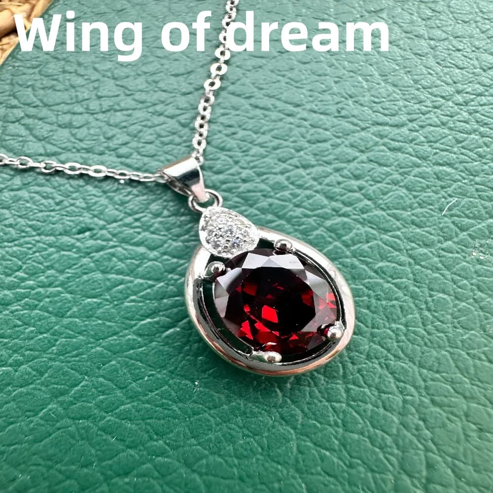 Set di gioielli in argento sterling 925 di lusso, intarsiato con set di gioielli per coppie di donne di moda con zirconi di cristallo rosso