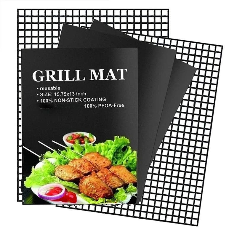mesh Grill mat - Set of 5 Non Stick BBQ Grill mats,Reusable Grilling mats, Easy to Clean - Works on Gas, Charcoal, Pellet Grill