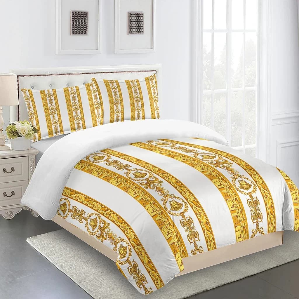 3 pezzi 3D lusso nero oro biancheria da letto a righe stile Etiopia set copripiumino singolo doppio queen size copripiumino 2 federe