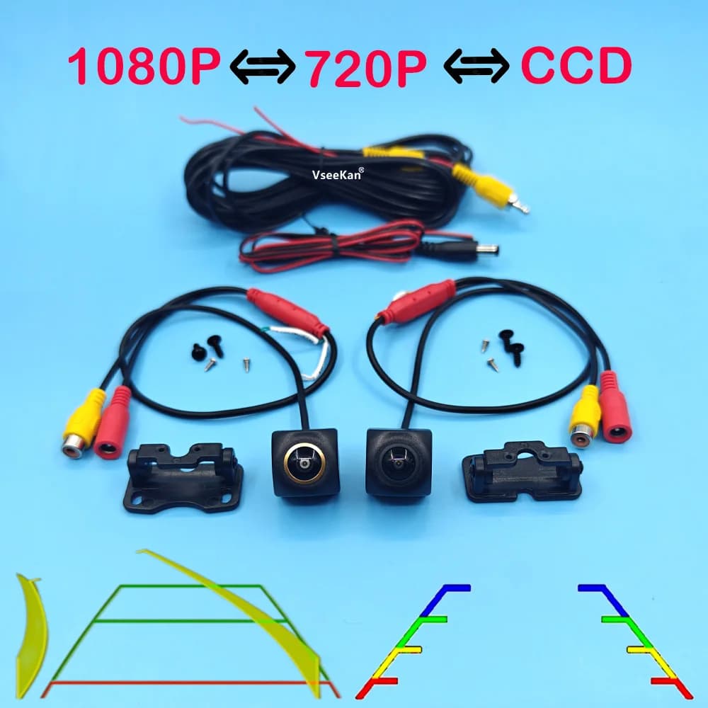 Telecamera Posteriore per Auto AHD 1080P con Lente Dorata 4K, Visione Notturna Universale, Telecamera di Retromarcia Impermeabile con Angolo di Visione di 180° HD