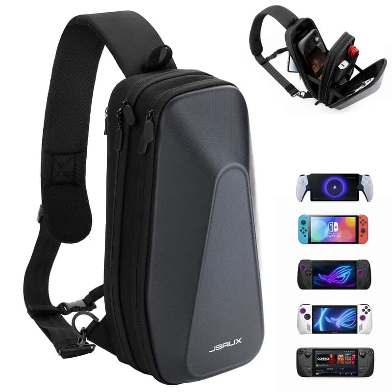JSAUX Borsa a tracolla per ROG Xbox Ally X (2025), custodia da trasporto con guscio rigido in EVA, custodia a doppio strato per docking station e accessori