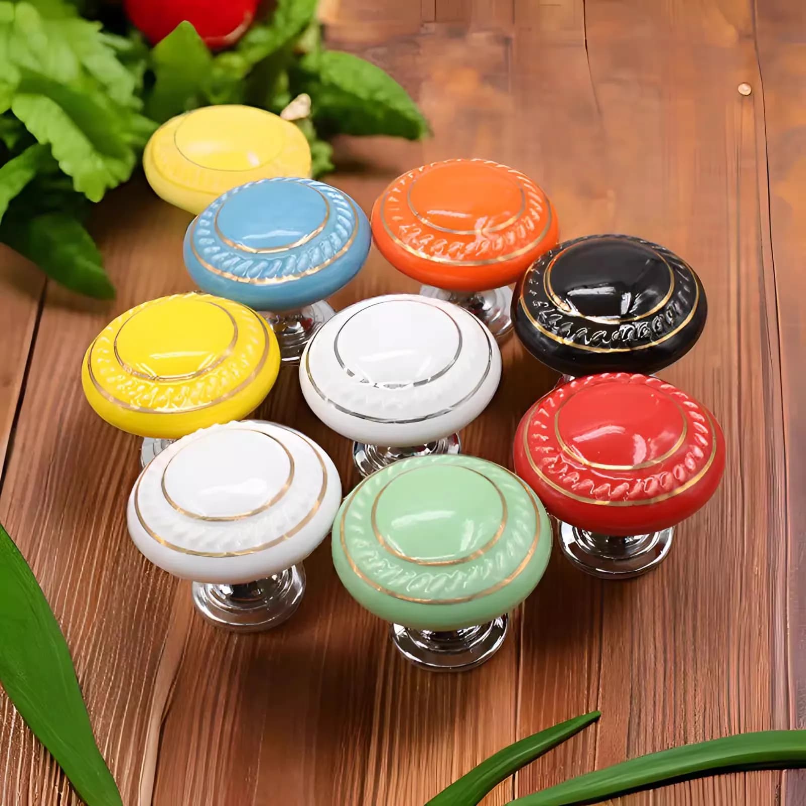10 pomelli rotondi in ceramica per cassetti colorati con foro singolo, maniglie per porte dell'armadio, accessori da cucina, maniglie per armadietti