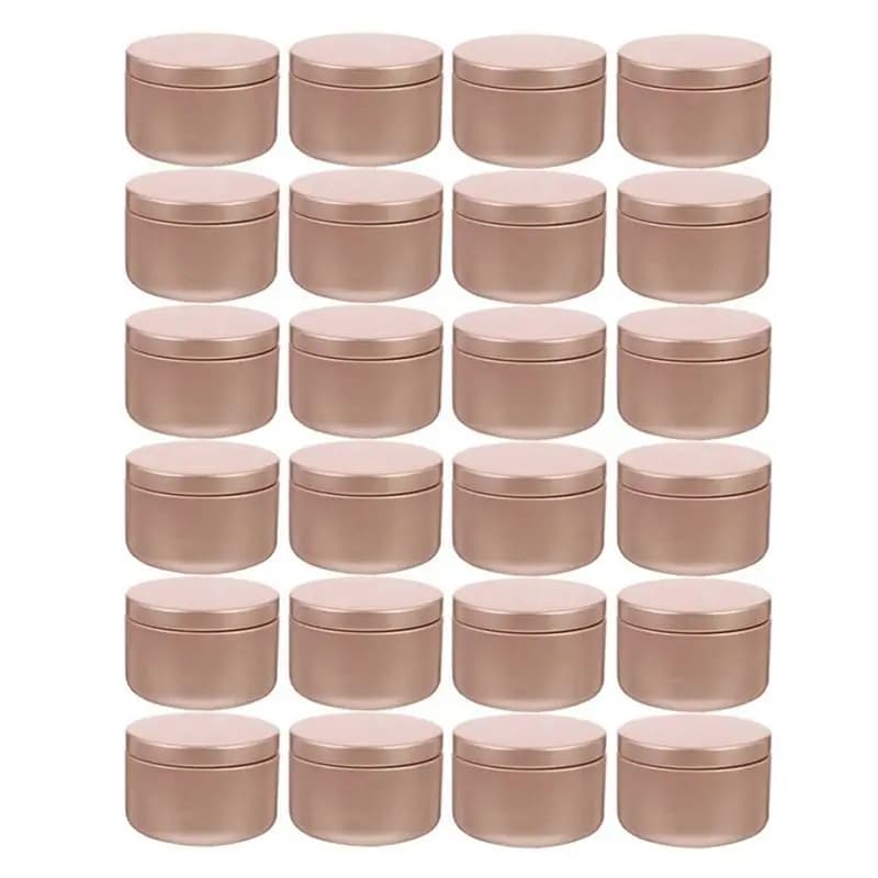 ABKS-24 Pezzi Barattoli per Candele, Etichette Decorative, Contenitori Vuoti, Scatole di Latta per Candele, Portacandele, Contenitori Rotondi in Latta, Durevoli