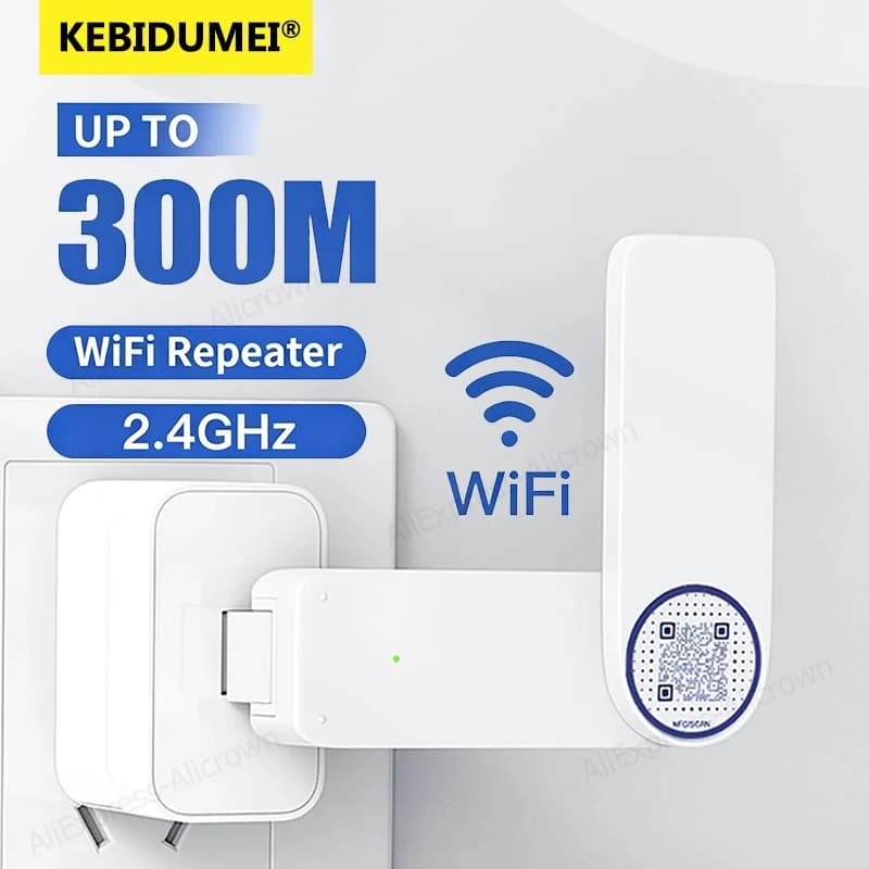 KEBIDUMEI Amplificatore di segnale WiFi 300Mbps Ripetitore WiFi 2.4G Modalità AP Router RJ45 Alimentazione USB Estensore porta LAN Funzione NFC