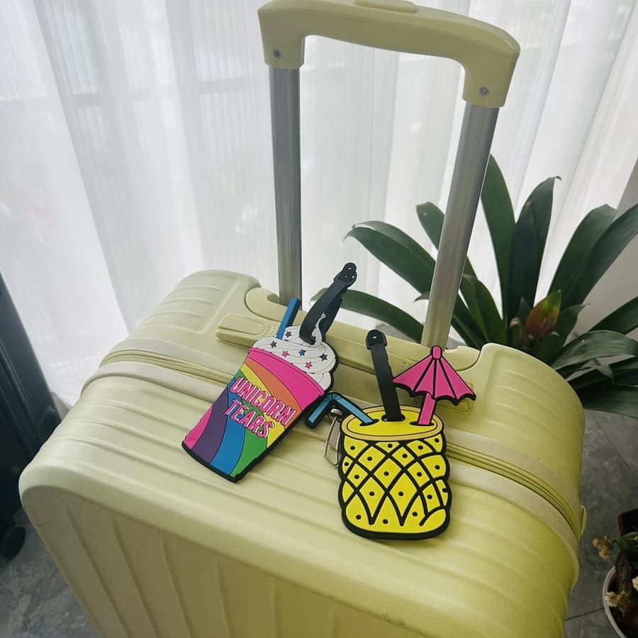 1/2 pz vacanza estiva gelato etichetta per bagagli accessori da viaggio per le vacanze in PVC etichetta per valigia etichetta con nome portatile in silicone