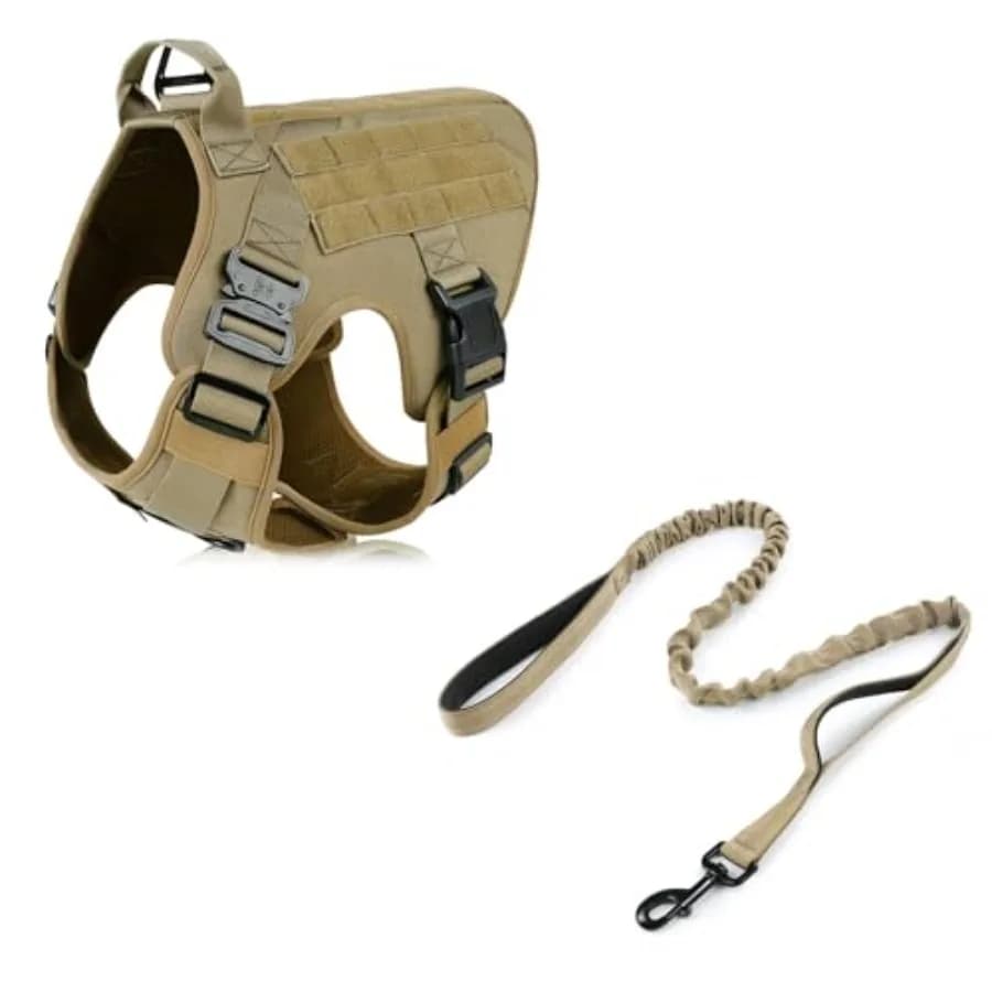 Imbracatura e Guinzaglio Tattici per Cani di Piccola Taglia, Imbracatura Resistente con Maniglia, Gilet Anti-Trazione per Cani da Servizio, Regolabile per Razze Piccole