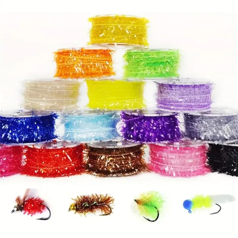 Aventik Filato in ciniglia tinsel per pesca a mosca, materiale scintillante Crystal Flash Dubbing per ninfe, streamer, esche per salmone e trota