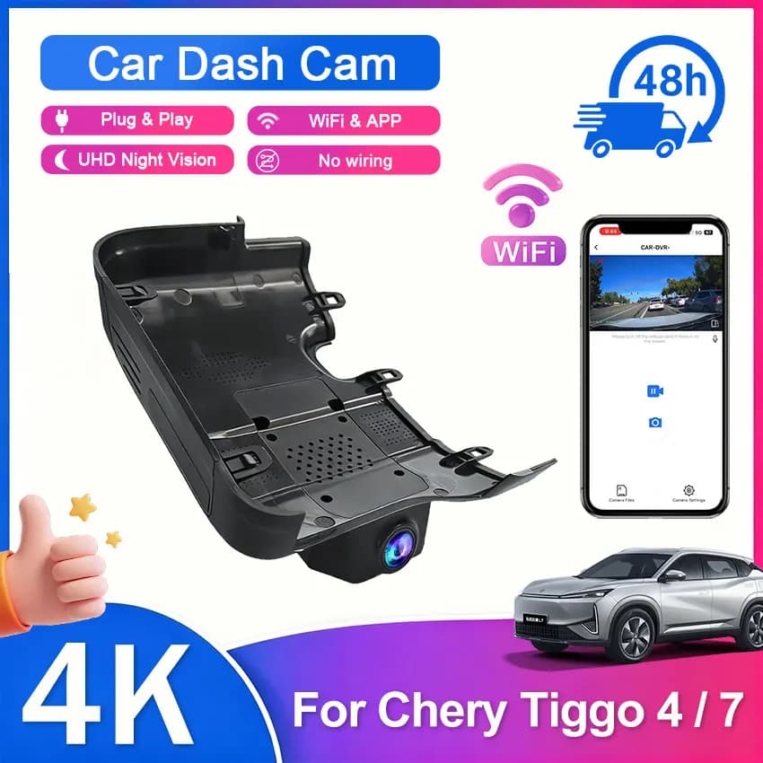 Dash Cam WiFi 4K HD per Chery Tiggo 4 / Tiggo 7, DVR Auto Plug and Play, Telecamera Nascosta OEM, Visione Notturna Sony