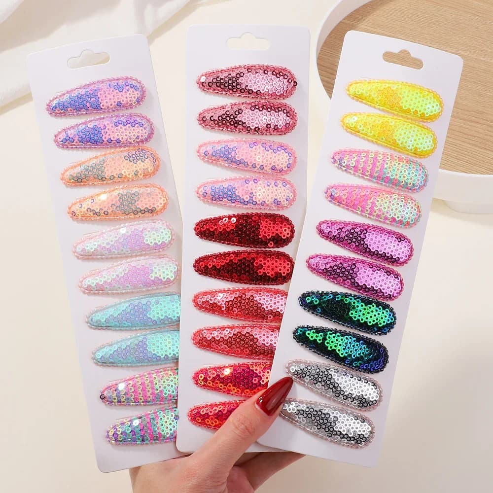 10 pz/set Gradiente Paillettes In Metallo BB Pinze Pinze per I Bambini Fatti A Mano Forcelle Barrettes Copricapi Ragazza Accessori Per Capelli di Moda