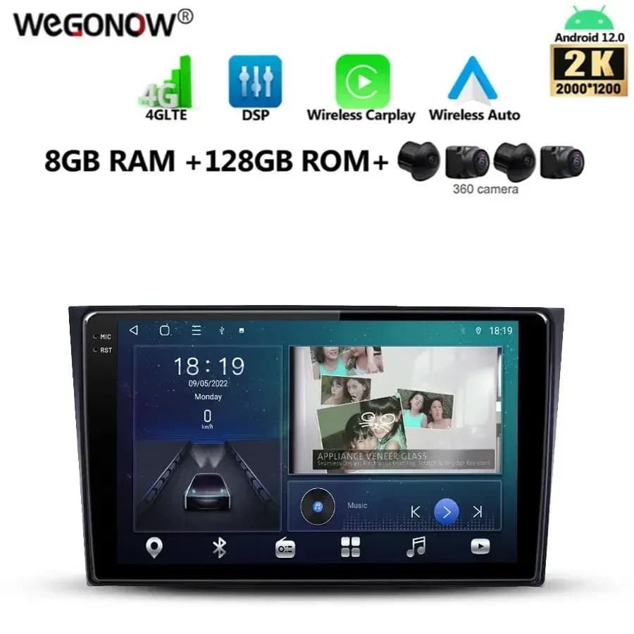 2000*1200 360 Canbus Carplay Auto Android 13.0 8G + 128G Lettore DVD per auto GPS mappa WIFI Bluetooth RDS Radio per Mazda CX-9 2006 -2016