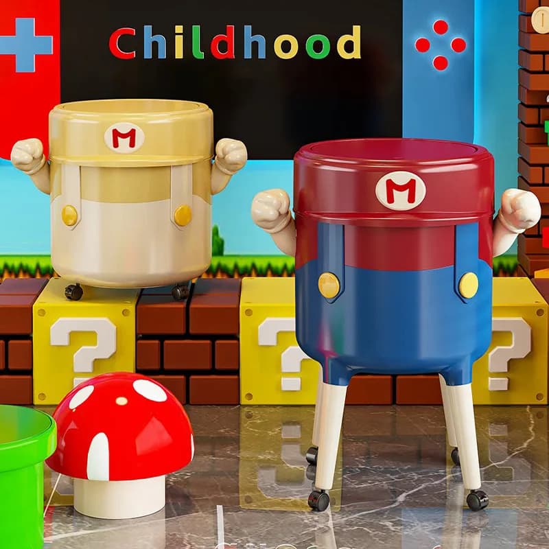 Cartoon Trash Can with Lid Large Capacity Recycle Bin Wastebasket Waste Bin Kitchen Bathroom Accessories Home Decoration Gift