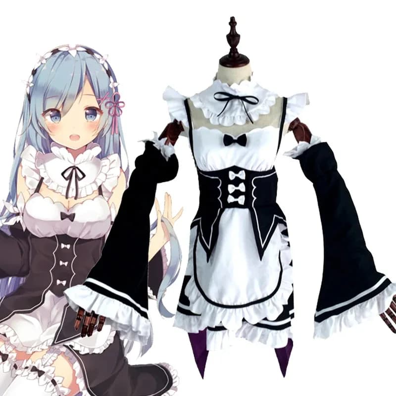 ABC123Anime Re:Zero kara Hajimeru Isekai Seikatsu Ram Rem Abito cosplay Re Vita in un mondo Rapido francese sexy;3,f'6,h.7;j