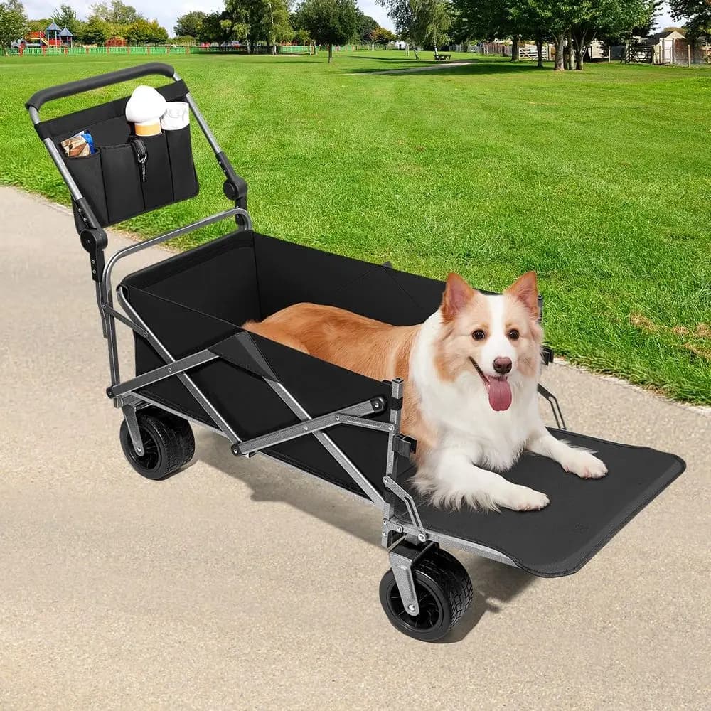 Passeggino Robusto per Cani di Taglia Grande e Media, Carrello Comodo per Cani con Cinghie Regolabili (Nero)